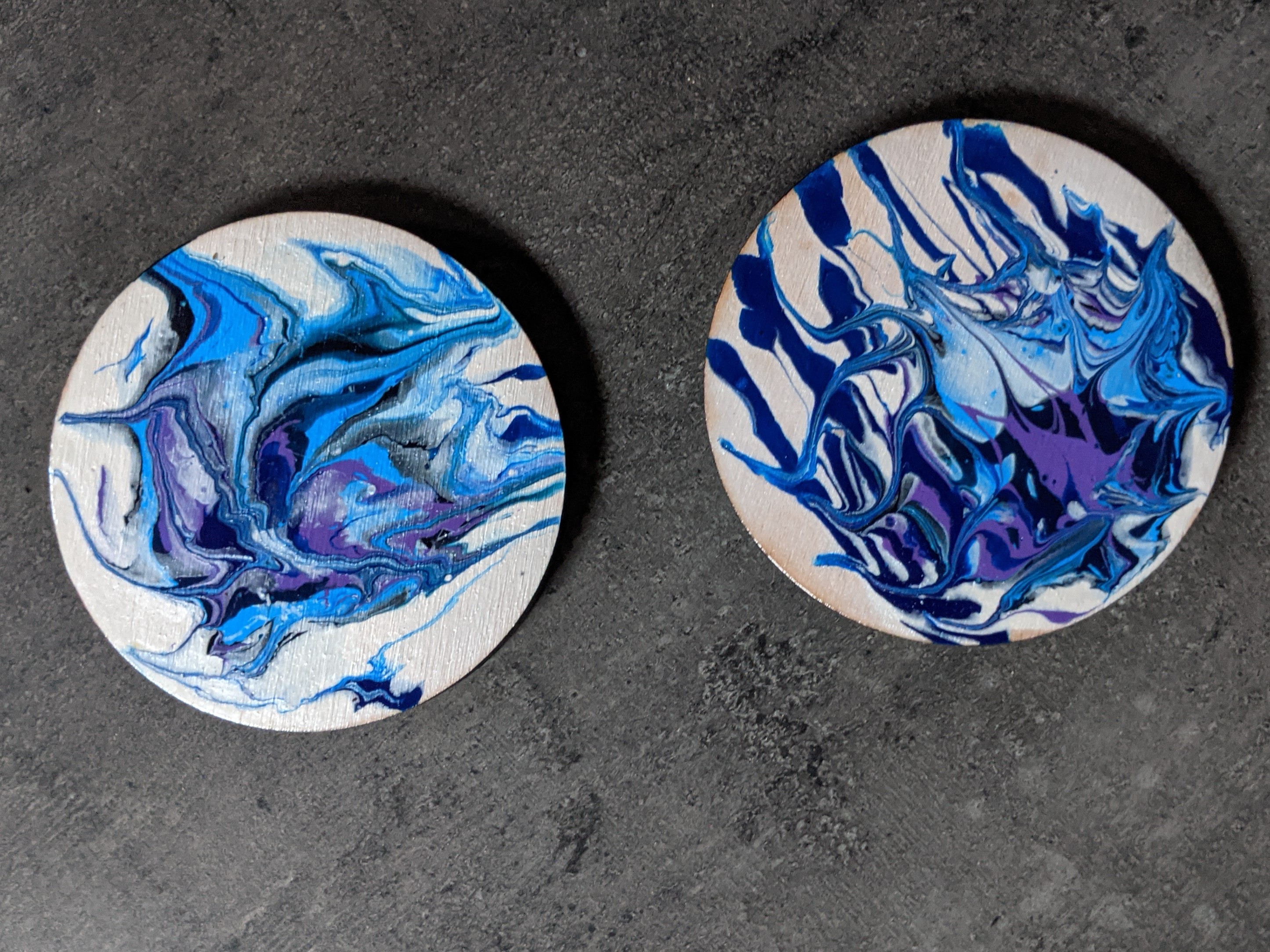 fluid art on coasters