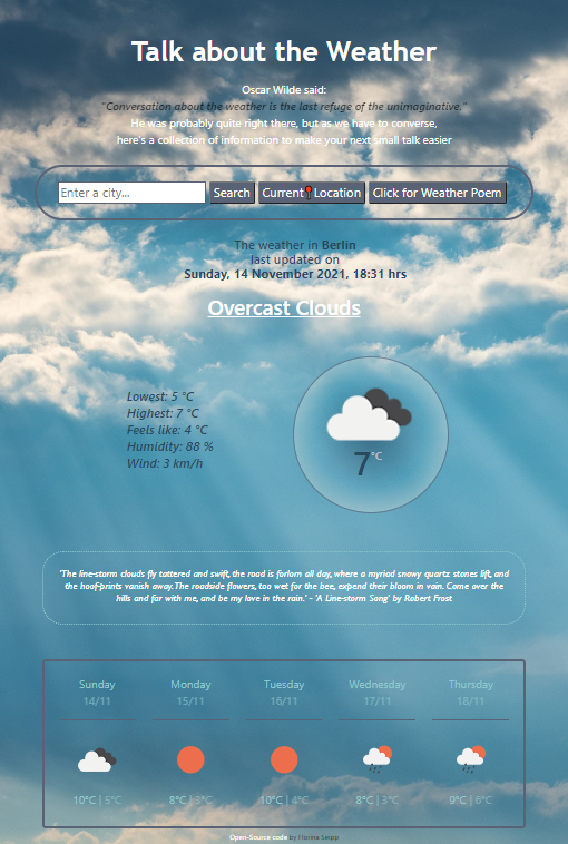 Image of Weather App coded by Florina Seipp